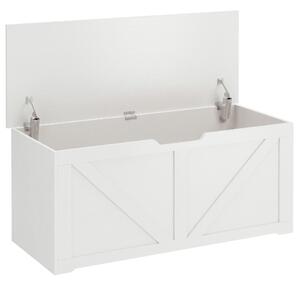HOMCOM Cassapanca Contenitore 100 cm con 2 Cerniere di Sicurezza, Bianco Effetto Legno | Aosom Italy
