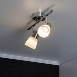 BRILLANTE tubo faretto LED Janna | faretto da soffitto senza tempo | 2 luci | metallo/vetro | ferro/cromo/bianco | teste orientabili | 2x E14 max 40 W
