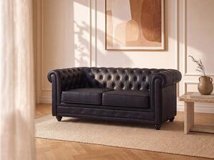 Divano 2 posti in Similpelle Nero - CHESTERFIELD