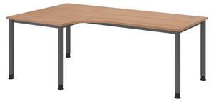 Bümö Scrivania Serie H - Struttura: grafite, Finitura: noce, Dimensioni: scrivania angolare 200 x 120 cm