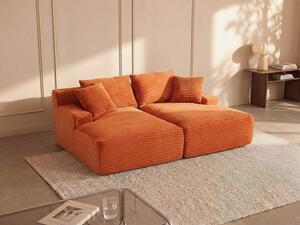 Divano 3 posti comfort con seduta profonda in velluto a coste grosse terracotta - DONILIA