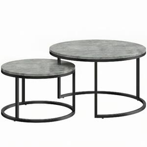HOMCOM Set moderno di 2 tavolini da caffè, tavolini impilabili con struttura metallica per soggiorno, camera, ufficio, Grigio | Aosom Italy