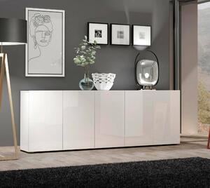 Credenza larga bianco lucida 225x38x79h cm 5 ante - Macaria