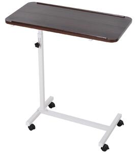 HOMCOM Tavolino Ausiliario con Ruote per Divano e Letto Altezza Regolabile e Struttura in Acciaio 77x40x76-100 cm Noce Scuro | Aosom Italy