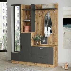 Mobile da ingresso porta scarpe 4 ante quercia e antracite 140x181h cm - Anumali