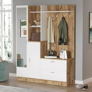 Mobile ingresso appendiabiti quercia e bianco 140x181h cm - Anumali