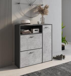 Mobile da ingresso Scultore, 92x27h94 cm, Antracite e Cemento