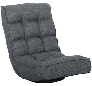 HOMCOM Sedia da pavimento pieghevole Poltrona da lettura girevole 360° con schienale regolabile in 5 posizioni 58x107x79 cm Grigio | Aosom Italy