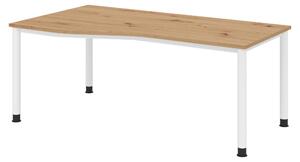 Scrivania bümö Serie H - Finitura: rovere nodato, Dimensioni: 180 x 100 cm, Struttura: bianco