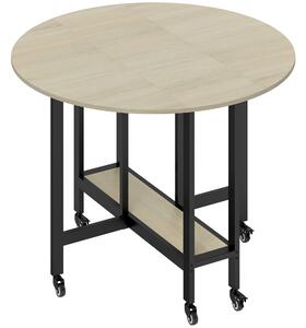 HOMCOM Tavolo pieghevole, Tavolo con funzione pieghevole e ripiano aperto, Tavolo da cucina con ruote per sala da pranzo, piccoli spazi, Legno naturale | Aosom Italy