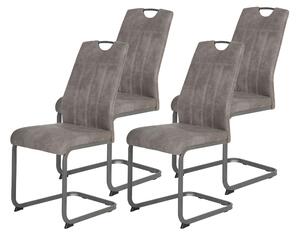 Hela Tische, set di 4 sedie da pranzo cantilever Christina - microfibra grigio vintage - struttura in metallo grigio - schienale con maniglia - portata 140 kg