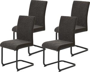 Hela Tische, set da 4 sedie da pranzo a sbalzo LINN - Rivestimento in tessuto intrecciato marrone - Schienale ergonomico - Struttura in metallo a sezione quadrata - Portata massima 140 kg