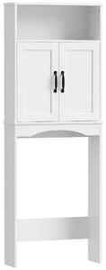 HOMCOM Armadio sopra il WC Mobile da bagno con 2 ante a chiusura silenziosa Ripiano aperto 64x21x173,5 cm Bianco | Aosom Italy