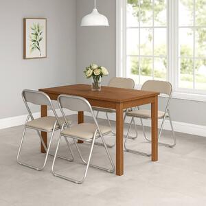 Set 4 sedie pieghevoli imbottite beige struttura in metallo - Antenore