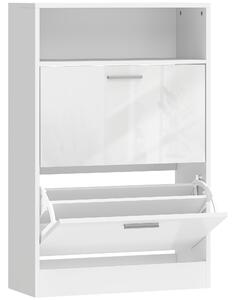 HOMCOM Scarpiera 8 paia, scarpiera, 2 cassetti ribaltabili, mensole regolabili e vano, bianco | Aosom Italy