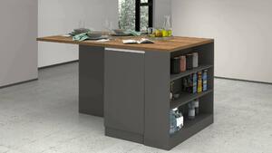 Isola cucina con vani contenitori 160x90x90h cm antracite e rovere - Abern