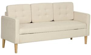 HOMCOM Divano 3 posti in flanella effetto neve, divano moderno con scomparto nascosto, schienale capitonné, 166,5 x 62 x 82 cm, crema | Aosom Italy