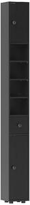 Kleankin Colonna contenitore armadio alto per bagno 1 cassetto 4 ripiani regolabili e 2 ante 20 x 20 x 180 cm nero | Aosom Italy