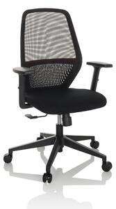 Sedia girevole da ufficio CARLOW, rivestita in tessuto/rete, colore nero, con altezza regolabile