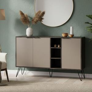 Credenza antracite e beige 142x35x83h cm 3 ante - Alin