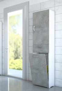 Armadio cemento e bianco con cassetto 45x195h cm - Aryanne