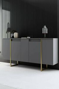 Credenza antracite e oro 160x35x80h cm 4 ante - Arta