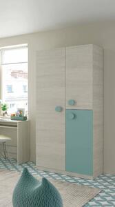 Guardaroba in legno grigio e verde acqua 90x200h cm - Aronia