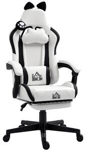 HOMCOM Sedia gaming ergonomica con Orecchie da Gatto, poltrona gamer con schienale reclinabile, 65 x 62 x 124 cm, bianco | Aosom Italy