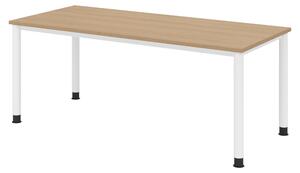 Scrivania bümö Serie H - Dimensioni: 180 x 80 cm, struttura: bianco, finitura: rovere