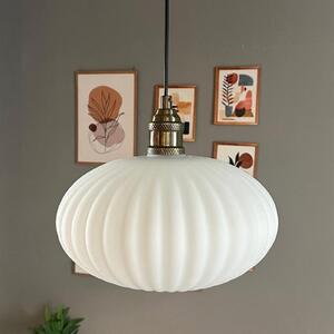 Lampadario in vetro bianco, lampada a sospensione antica con testa a tulipano