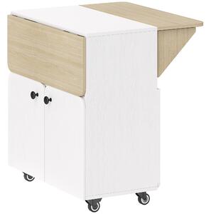 HOMCOM Tavolo da pranzo pieghevole su ruote, tavolo da cucina 4 persone, 2 ribalte, ripiano, armadietto, 70x83x75cm, bianco | Aosom Italy