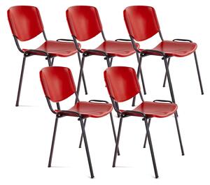 Sedia impilabile in polipropilene, colore rosso, confezione da 5 pezzi, dimensioni 78x55,5x53 cm