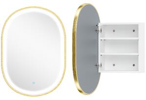 HOMCOM Armadio da parete per bagno con specchio e illuminazione LED anti-appannamento 3 temperature di luce ripiani regolabili dorato | Aosom Italy