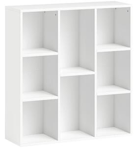 HOMCOM Libreria scaffale portaoggetti 2 livelli 8 scomparti, per soggiorno camera da letto ufficio, 74,3x24x80cm, bianco | Aosom Italy
