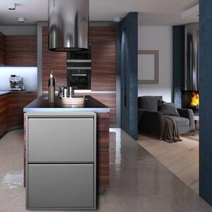 Pattumiera Grigio Capacità 72 (18 per Secchio) Fissaggio a Muro Opzionale 60x25x93h cm, 4 Cestini - Anukhatun