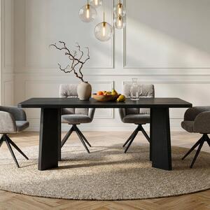 Tavolo da pranzo OLISES 180 x 90 cm, nero - Tavolo da pranzo moderno con gambe dal design accattivante, tavolo da cucina rettangolare in MDF con impiallacciatura di rovere, ideale per la zona pranzo e gli spazi abitativi a pianta aperta
