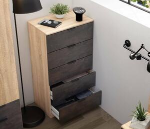 Cassettiera con maniglie rovere e antracite 60x110h cm - Armenia