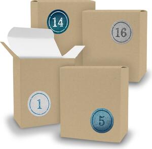 Calendario dell'Avvento da riempire, 24 cubetti MARRONE + adesivi V08 Z01
