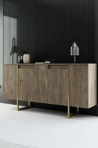 Credenza legno e oro 160x35x80h cm 4 ante - Arta