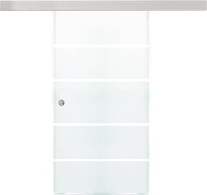 Home Deluxe - Porta scorrevole in vetro SIRENA - vetro smerigliato con strisce - 205 x 90 cm, incl. binario di guida e accessori I Porta in vetro Porta piatta Porta interna
