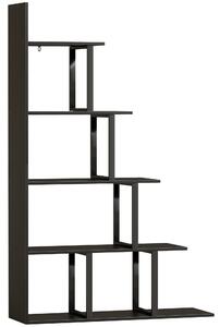 HOMCOM Libreria divisorio per ambiente stile industriale a gradini 5 ripiani 102 x 30 x 160 cm colore nero | Aosom Italy