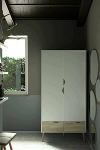 Guardaroba 2 ante bianco e quercia 98x200h cm - Archilllo