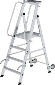 Scaletta in alluminio con rotelle e maniglia 4 gradini 51084