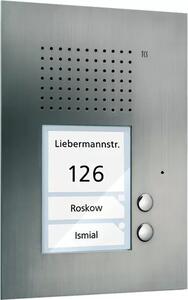 Stazione esterna audio serie PUK 2 pulsanti di campanello (allineati a destra), a 1 colonna, da incasso in acciaio inossidabile TCS PUK02/1-ES
