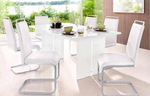 Tavolo pranzo rettangolare 8 posti bianco lucido 160x90cm - Alibi