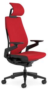 Sedia da ufficio ergonomica con braccioli girevoli a 360°, supporto lombare, poggiatesta e di colore rosso