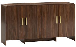 HOMCOM Buffet cucina, mobile contenitore con 4 ante a chiusura ammortizzata, 4 scomparti e bordi arrotondati, 152x40x80cm, noce | Aosom Italy