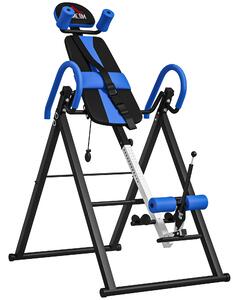 HOMCOM Panca ad inversione per allenamento pieghevole cintura di sicurezza regolabile angolo regolabile 3 livelli 79x114x153cm blu nero | Aosom Italy