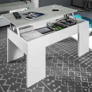 Tavolino da salotto rettangolare bianco e cemento 100x45x50h cm - Almas