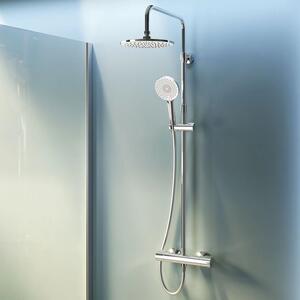 Sistema doccia AM.PM, doccia a pioggia con termostato a 38°C, set completo in acciaio inossidabile, colonna doccia, doccia a pioggia, inclusa barra doccia regolabile, modello F07XA400, finitura cromata, serie X-Joy